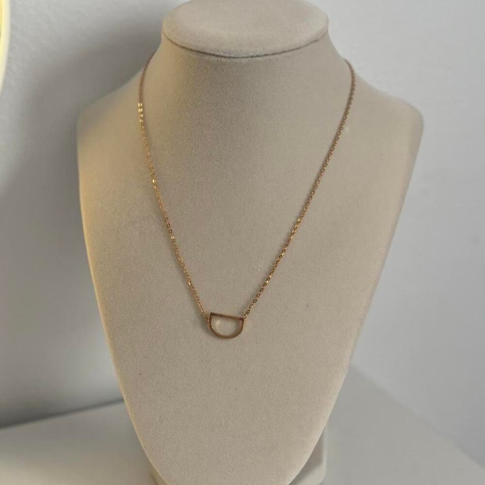 Gold Necklace with Small Charm Stainless Steel Cute Minimal Pendant Jewelry Gift - Picture 2 of 5